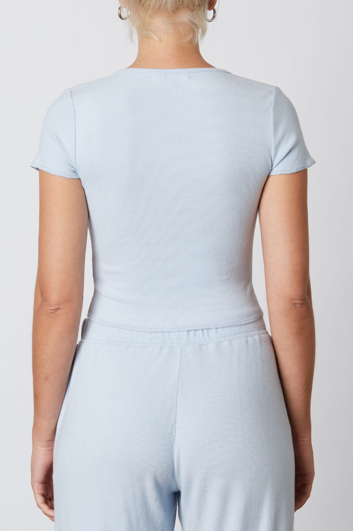 寶寶藍超柔軟羅紋短袖上衣