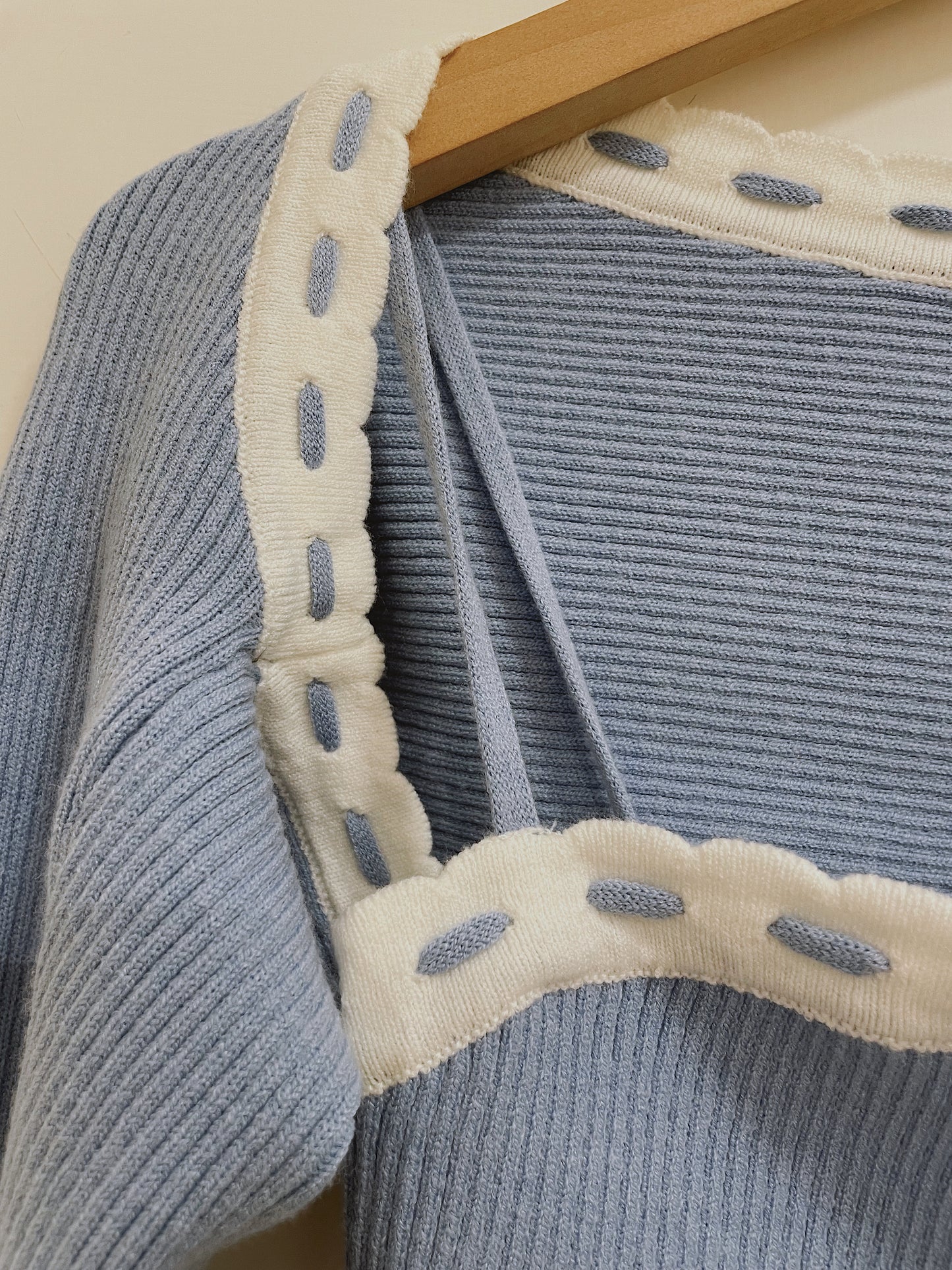 天空藍撞色兩件式套裝