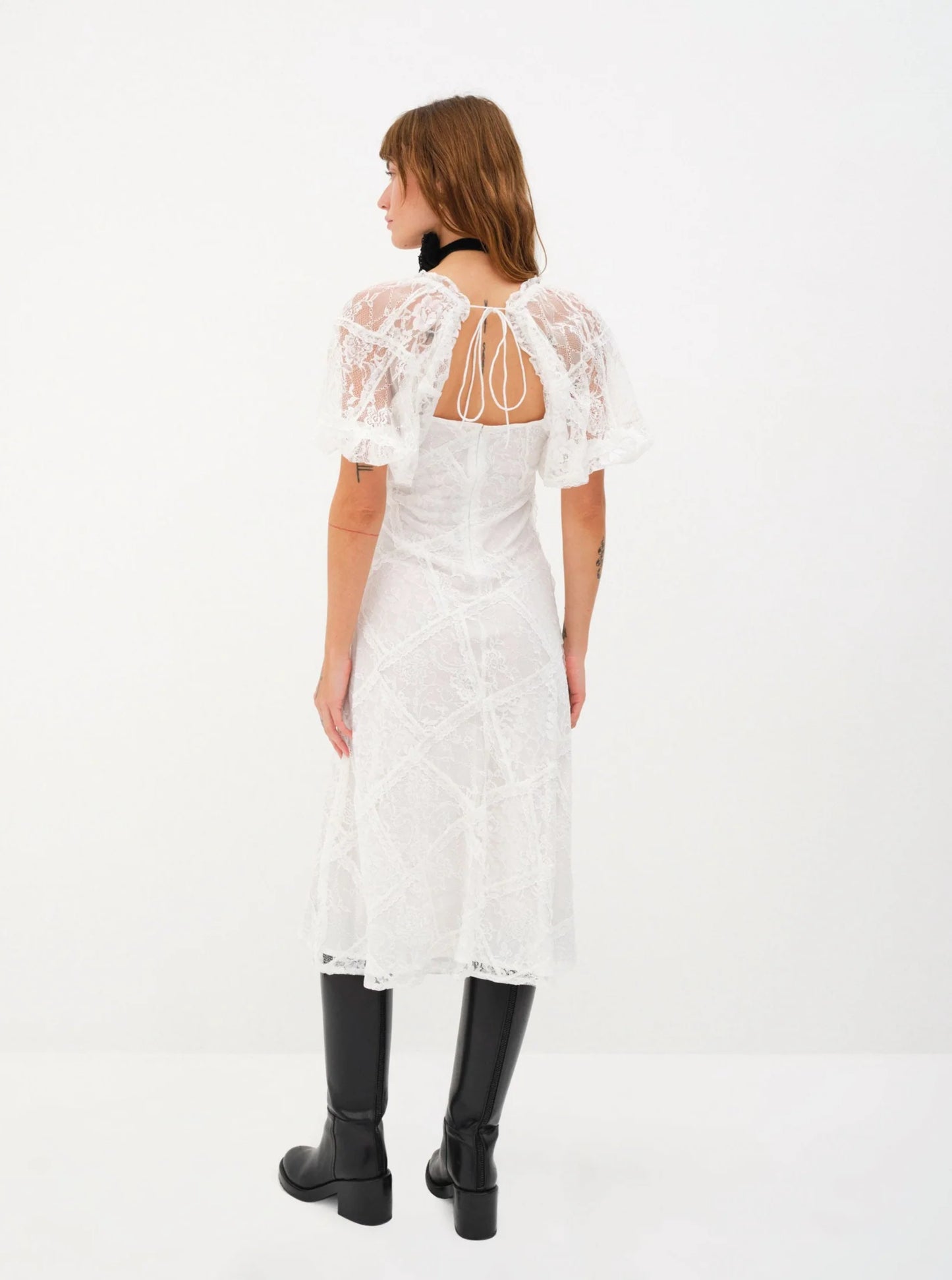 花卉蕾絲中長洋裝