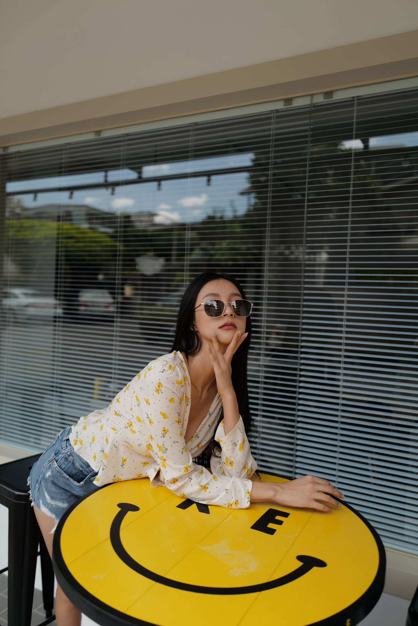 復古金框中款墨鏡