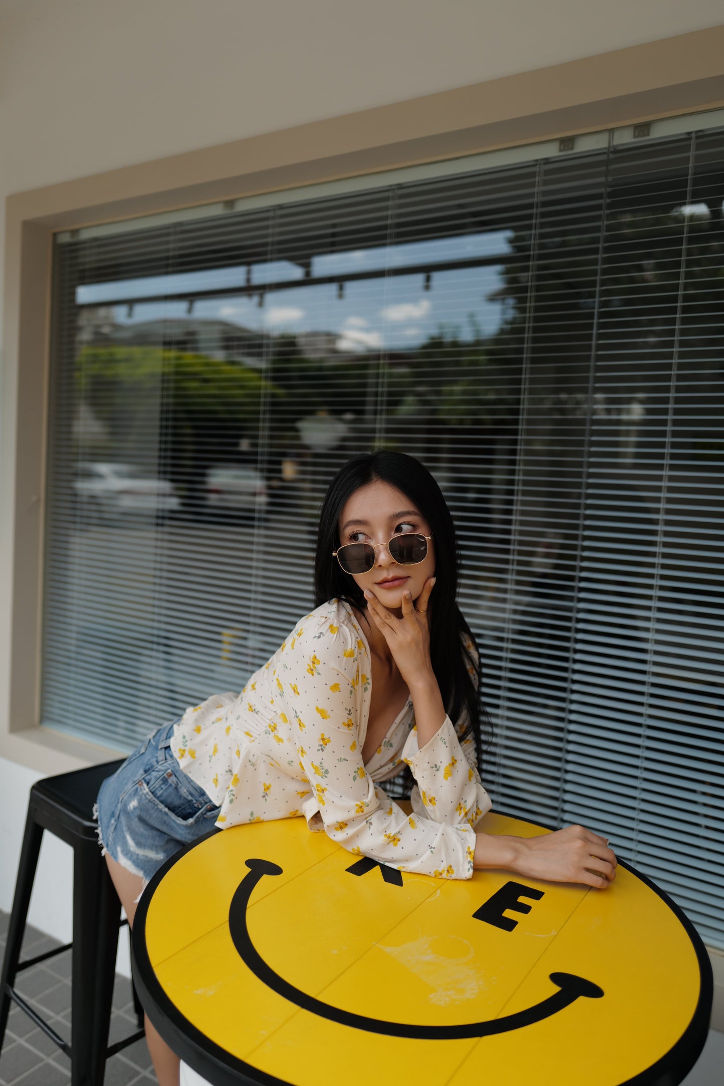 復古金框中款墨鏡