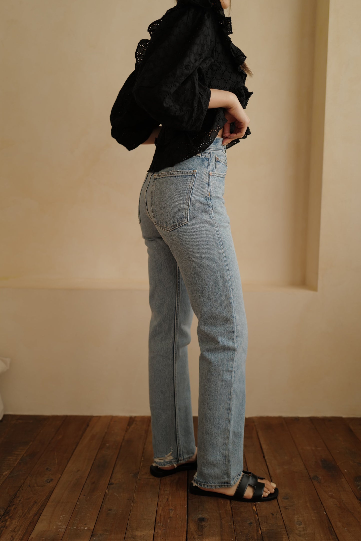 90'S PINCH WAIST 高腰復古直筒寬褲 SW