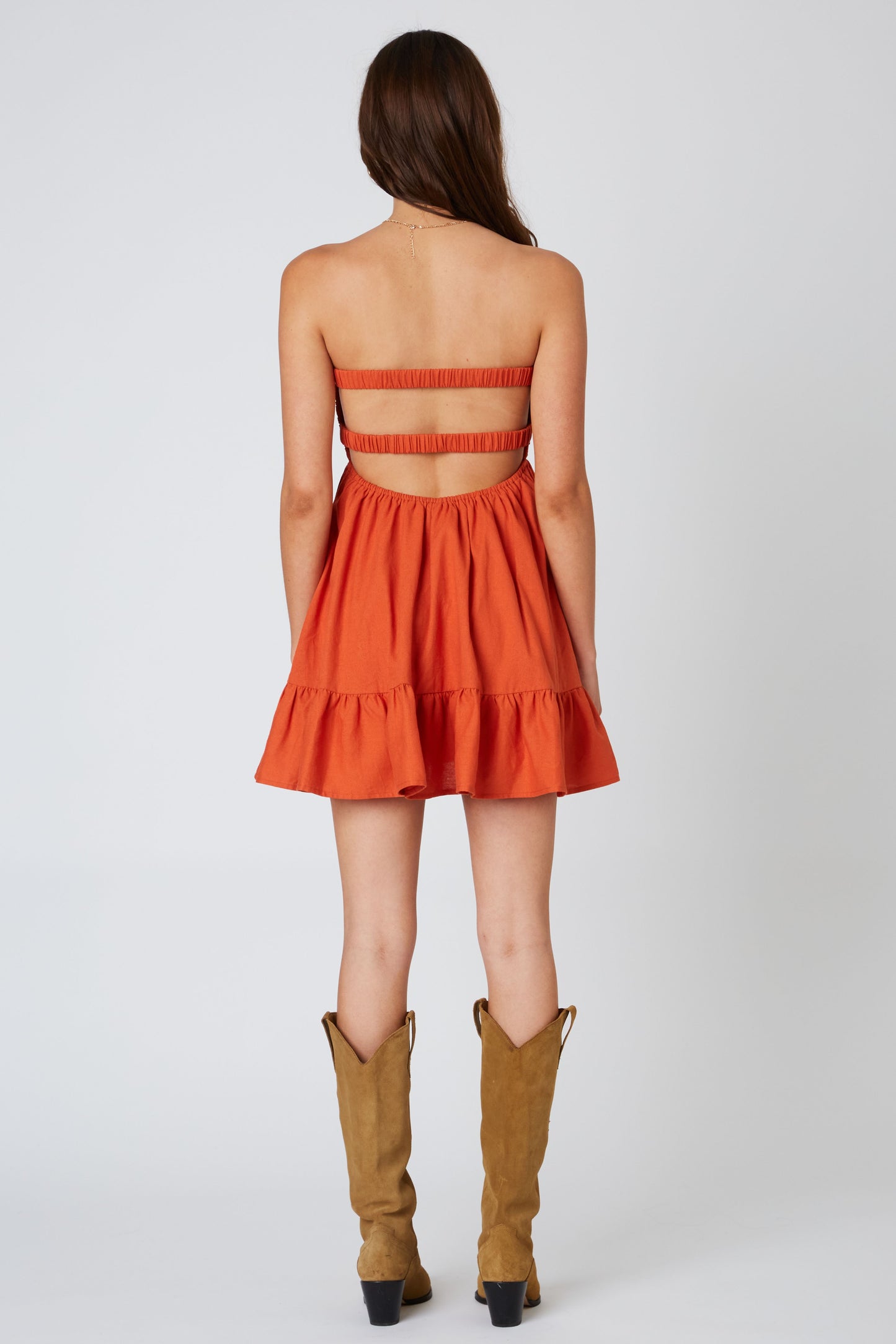 胸前扭結抹胸洋裝