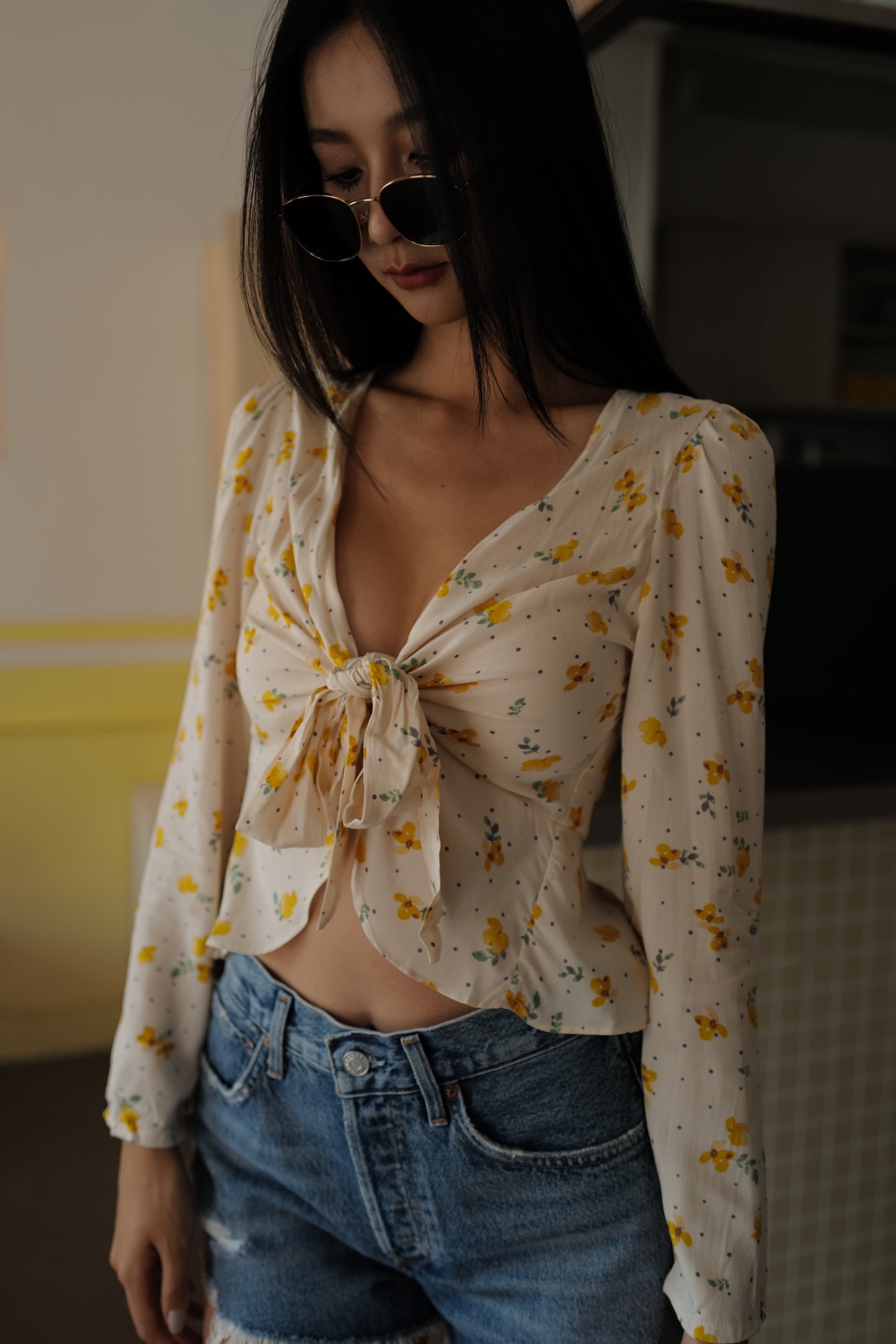 復古金框中款墨鏡