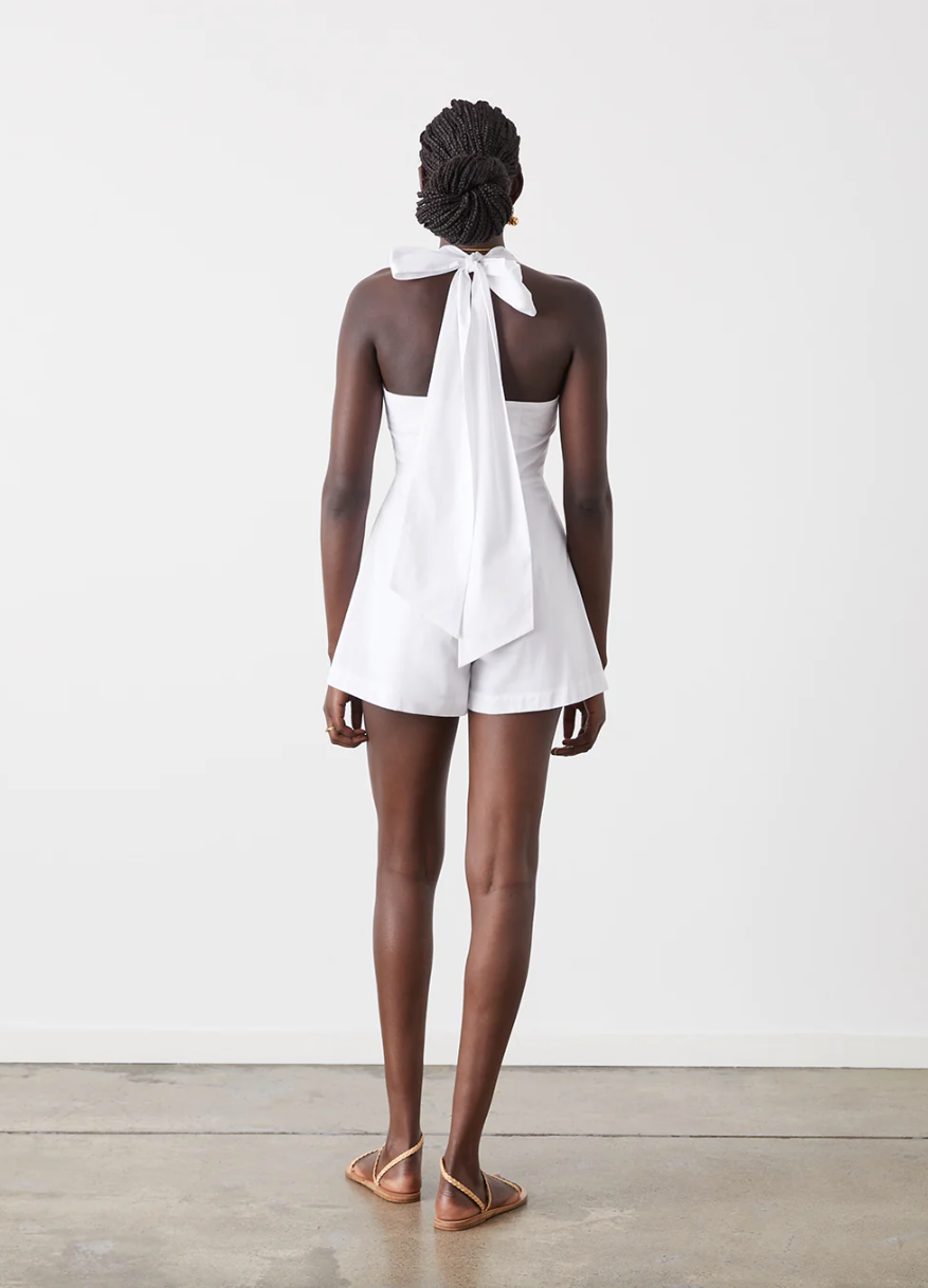 綁帶鏤空連身短褲