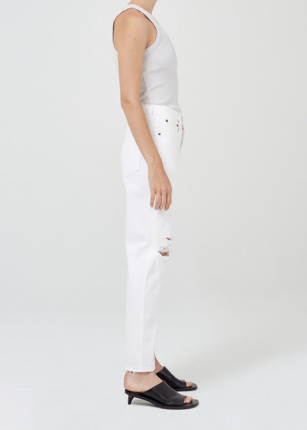 FEN 高腰純白破洞直筒褲 CJ