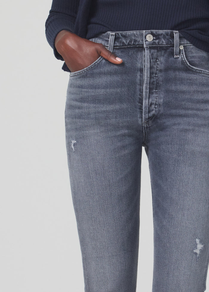 JOLENE 高腰修身中灰色牛仔褲 GP