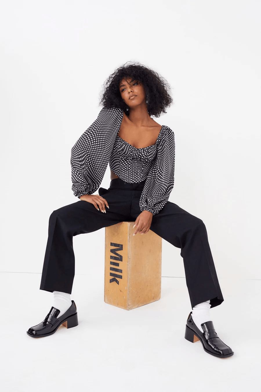 馬甲式波浪圓點上衣