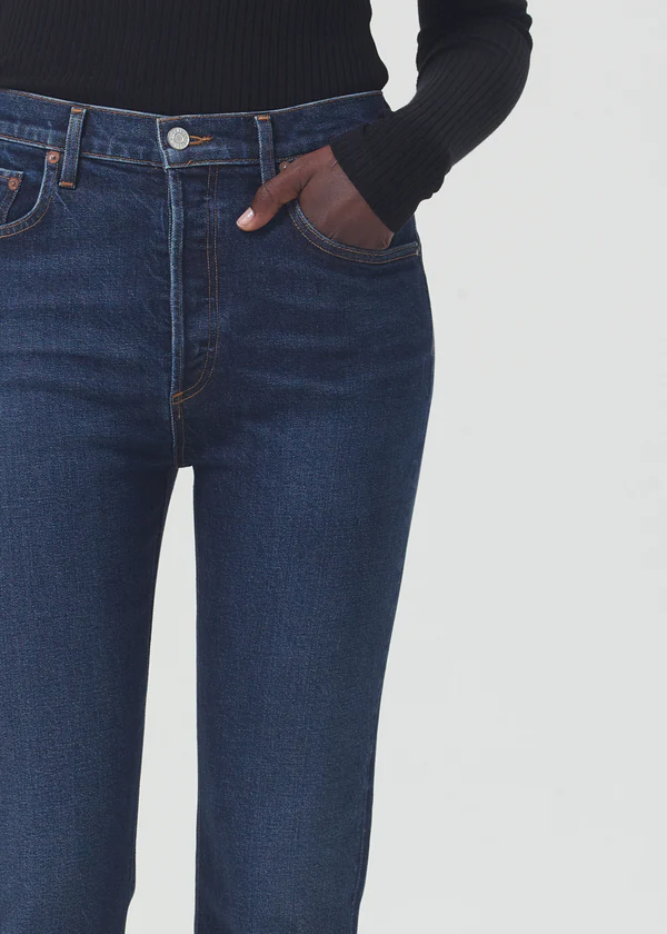 RILEY 高腰深藍直筒褲 DD